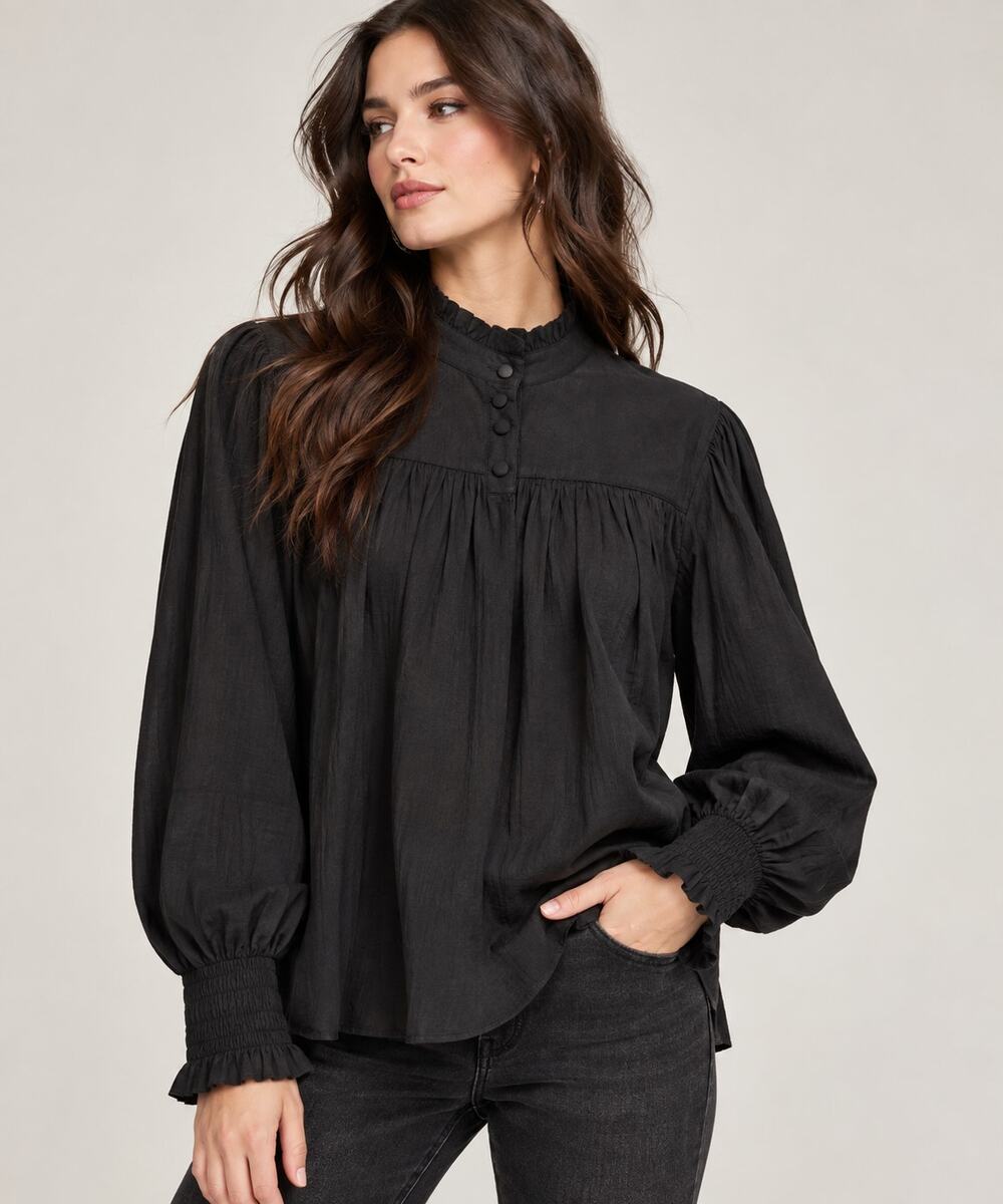 New Scarlet Darkness Victorian Long Sleeve Blouse Black Size 2XL